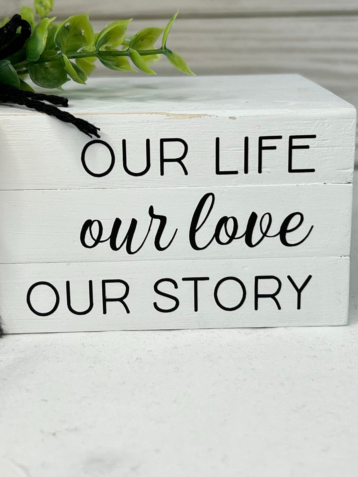 Farmhouse "Our Story" Wood Book Stack