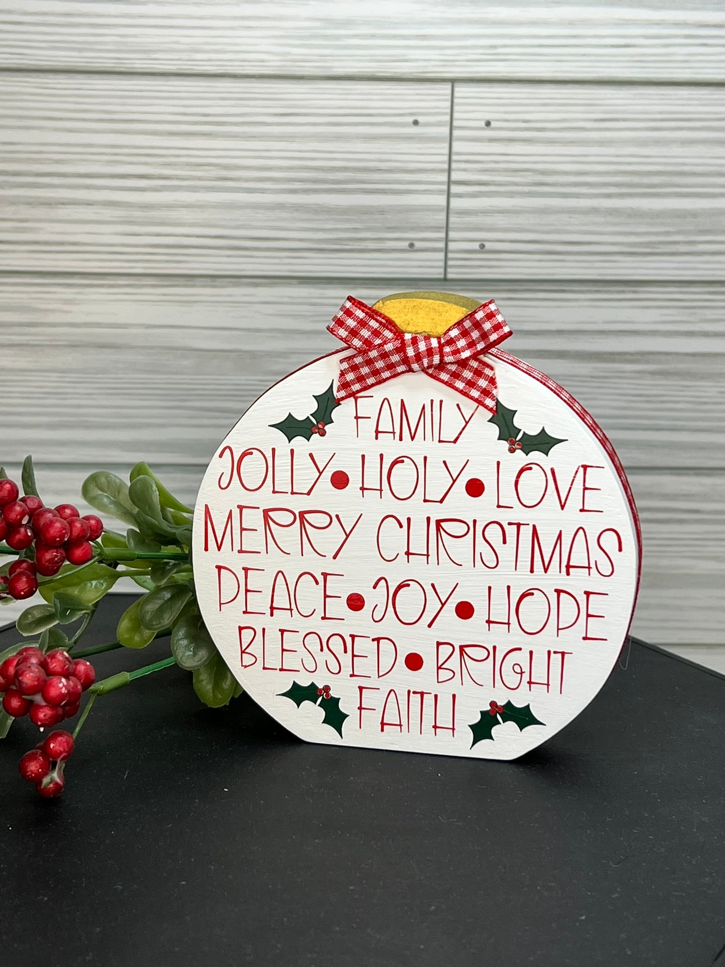 Christmas Word Collage Wooden Ornament