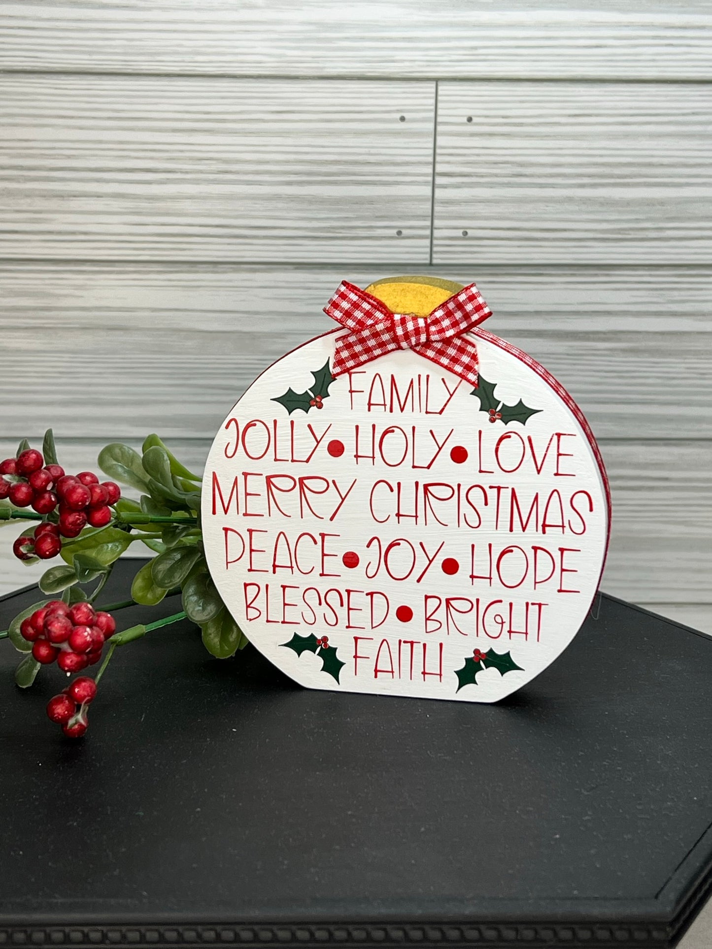 Christmas Word Collage Wooden Ornament