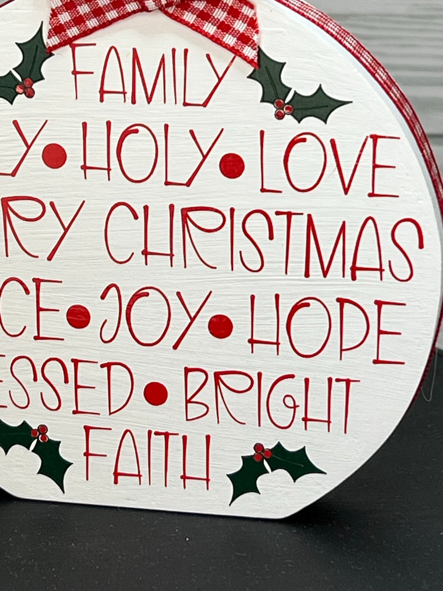 Christmas Word Collage Wooden Ornament