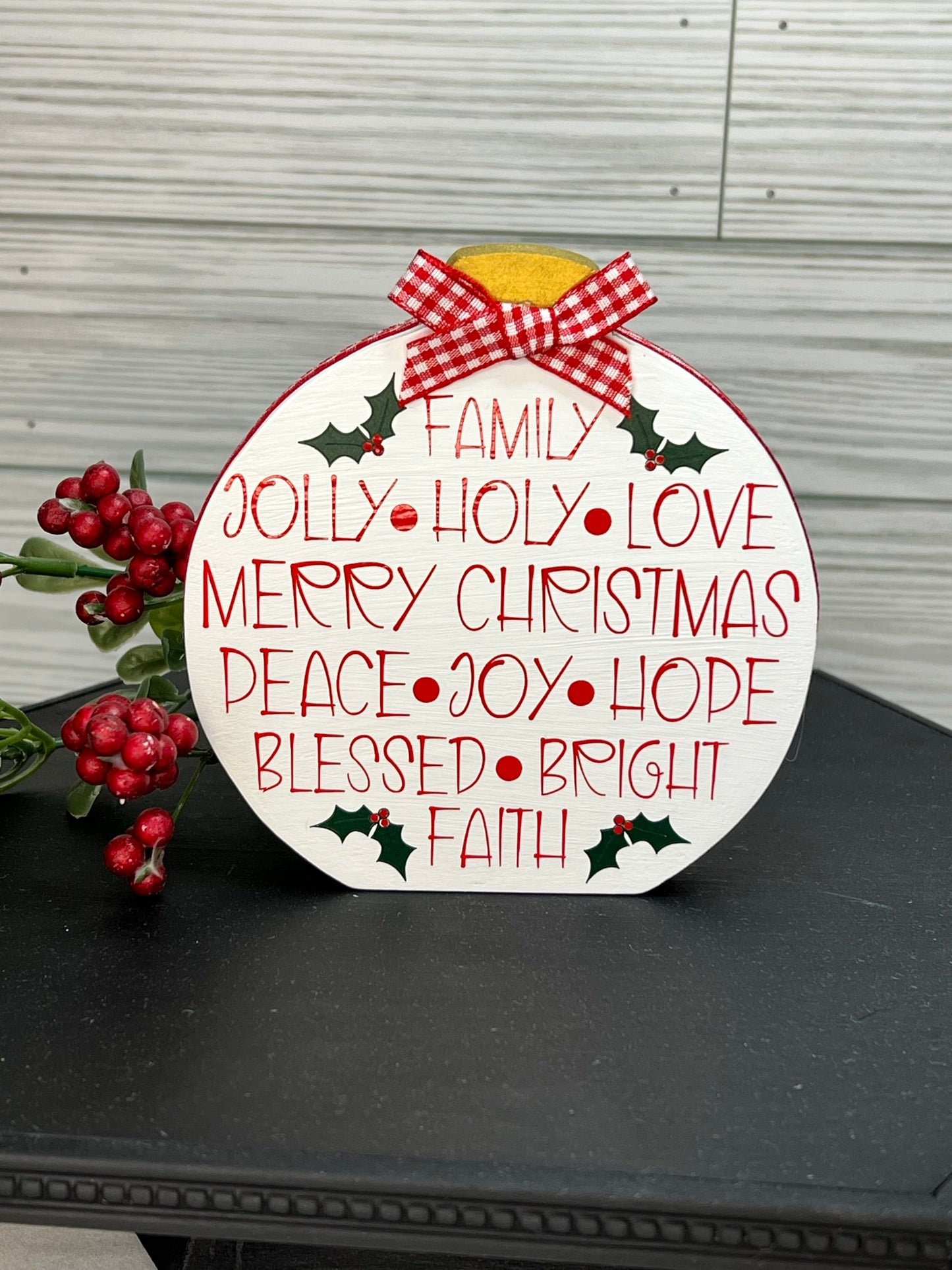 Christmas Word Collage Wooden Ornament