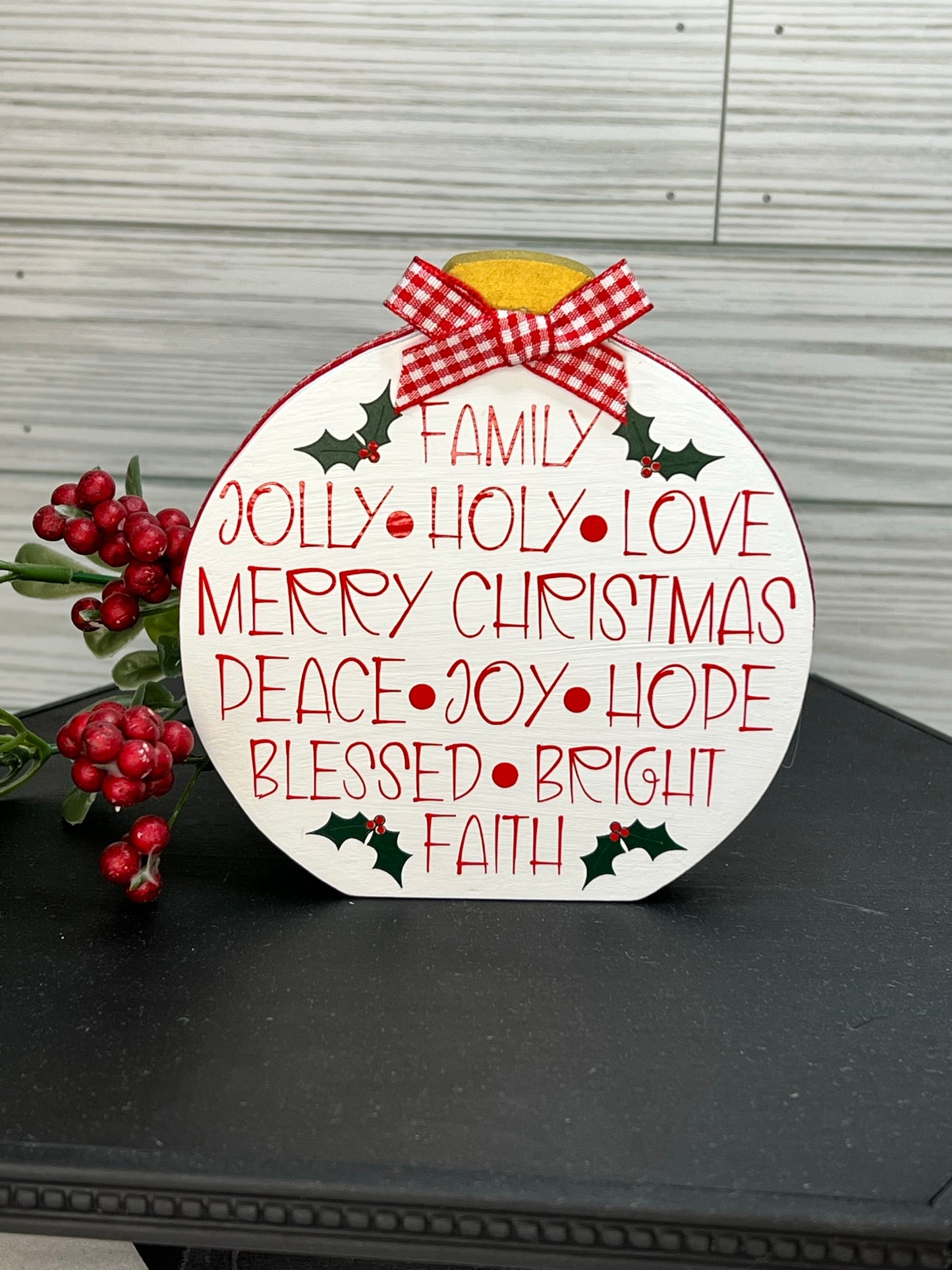 Christmas Word Collage Wooden Ornament
