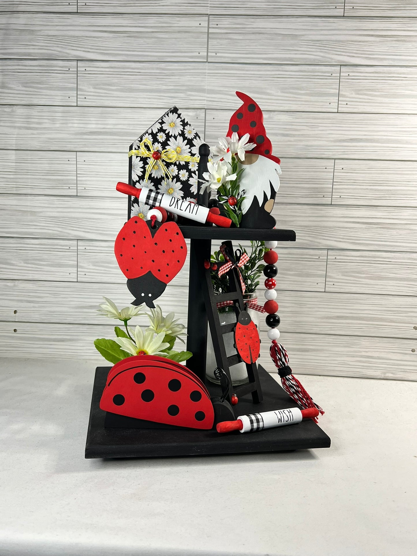 Freestanding Wood Ladybug