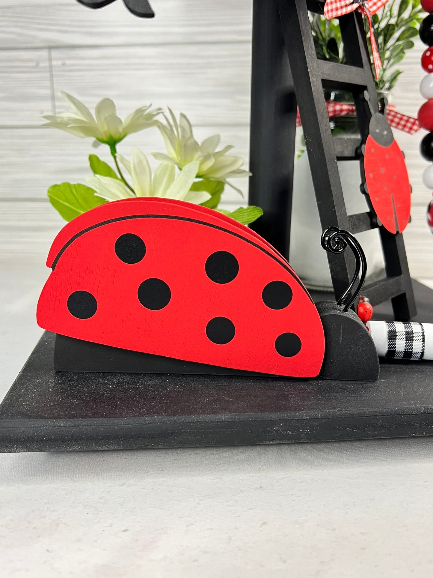 Freestanding Wood Ladybug