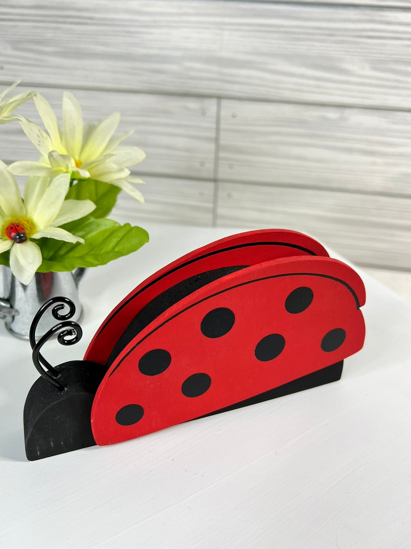 Freestanding Wood Ladybug