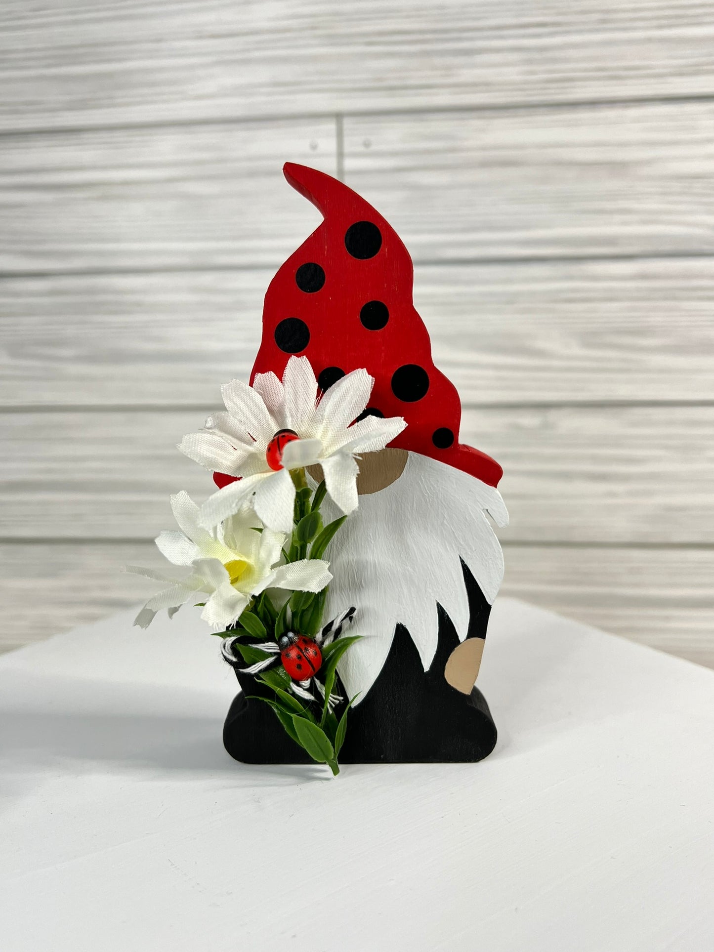 Ladybug Gnome with Daisies