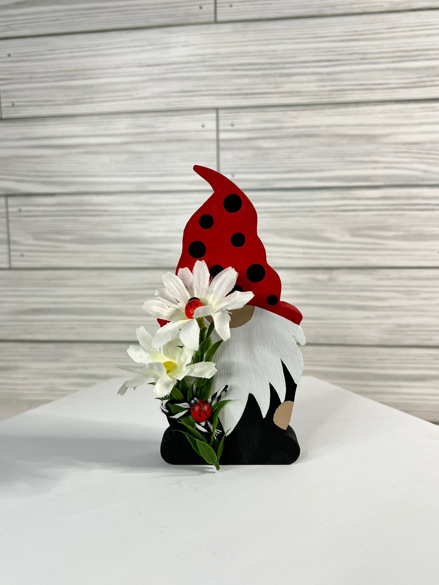 Ladybug Gnome with Daisies
