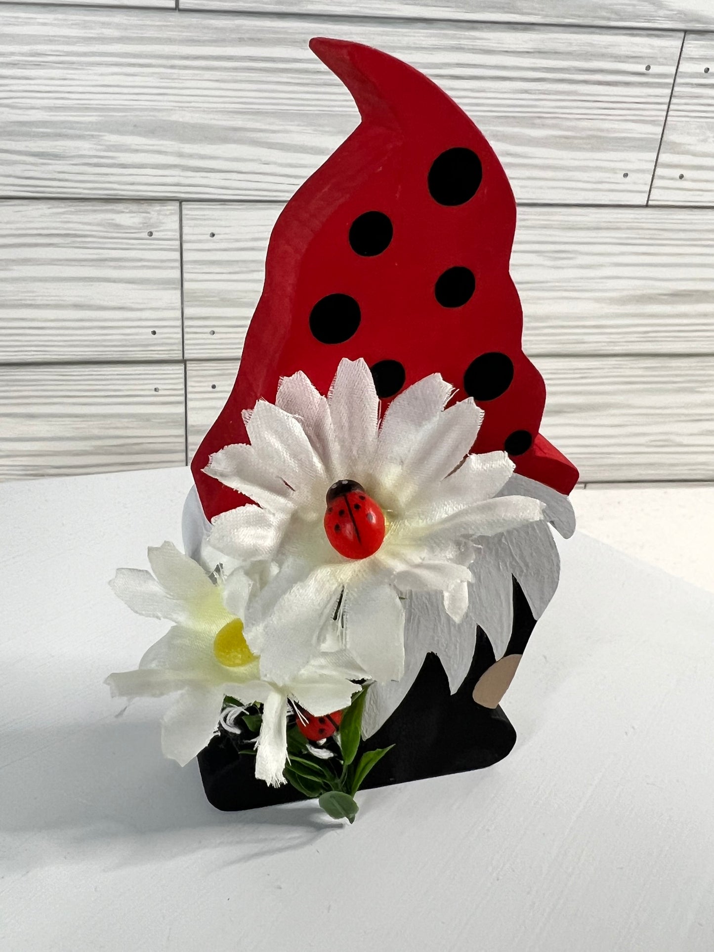 Ladybug Gnome with Daisies