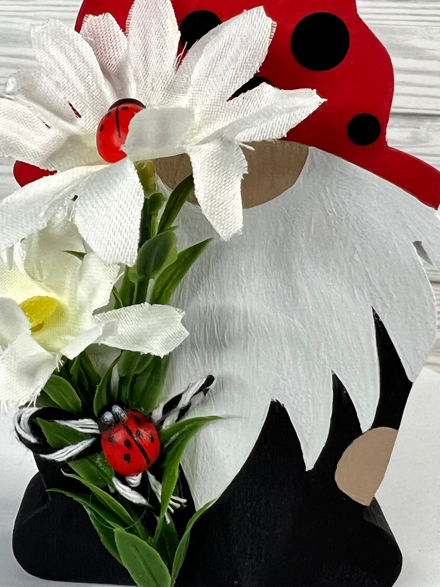 Ladybug Gnome with Daisies