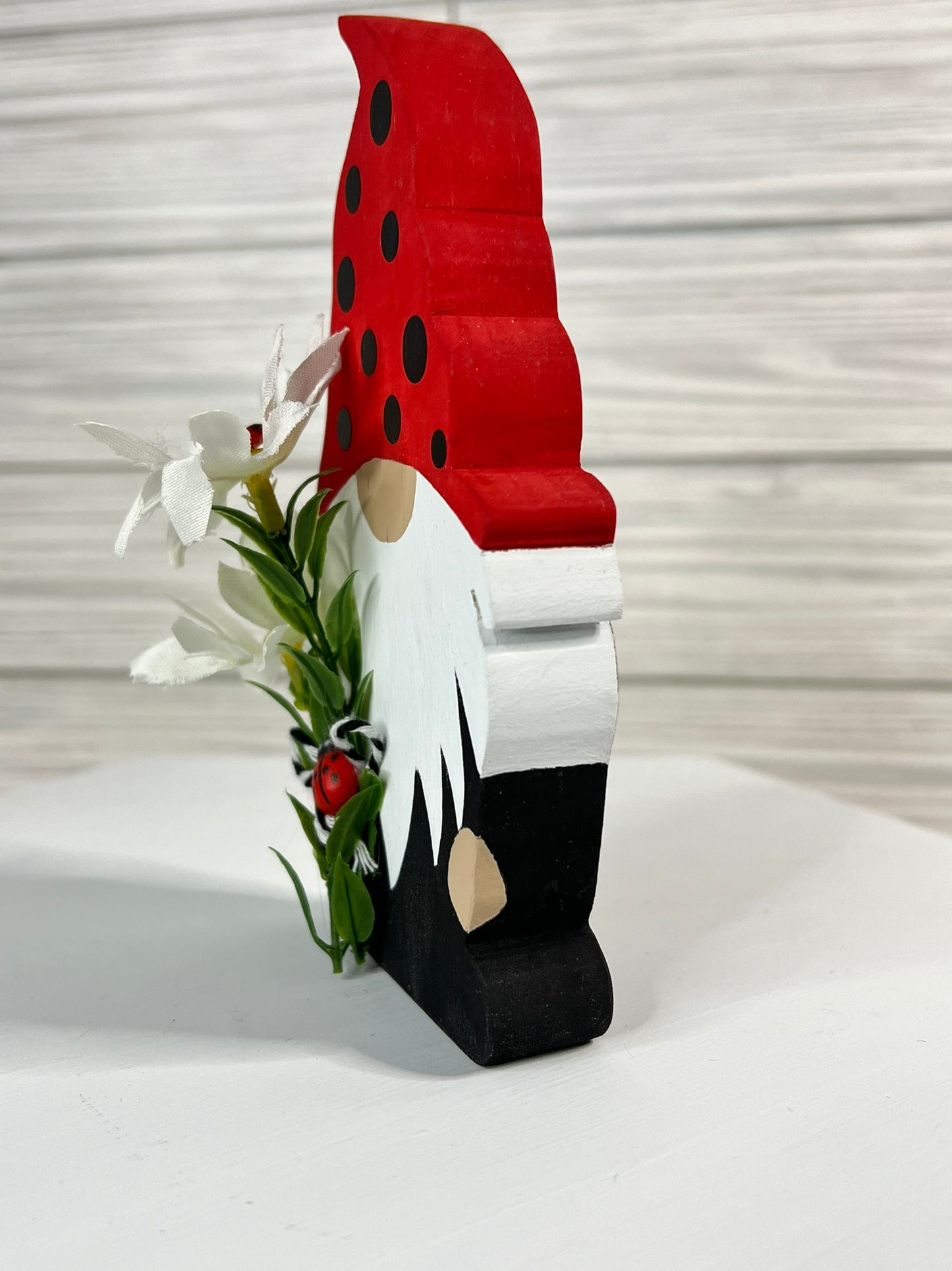 Ladybug Gnome with Daisies