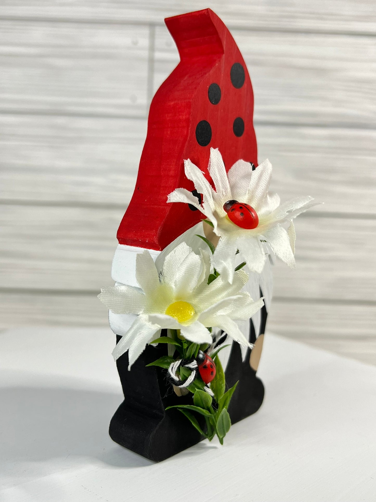 Ladybug Gnome with Daisies