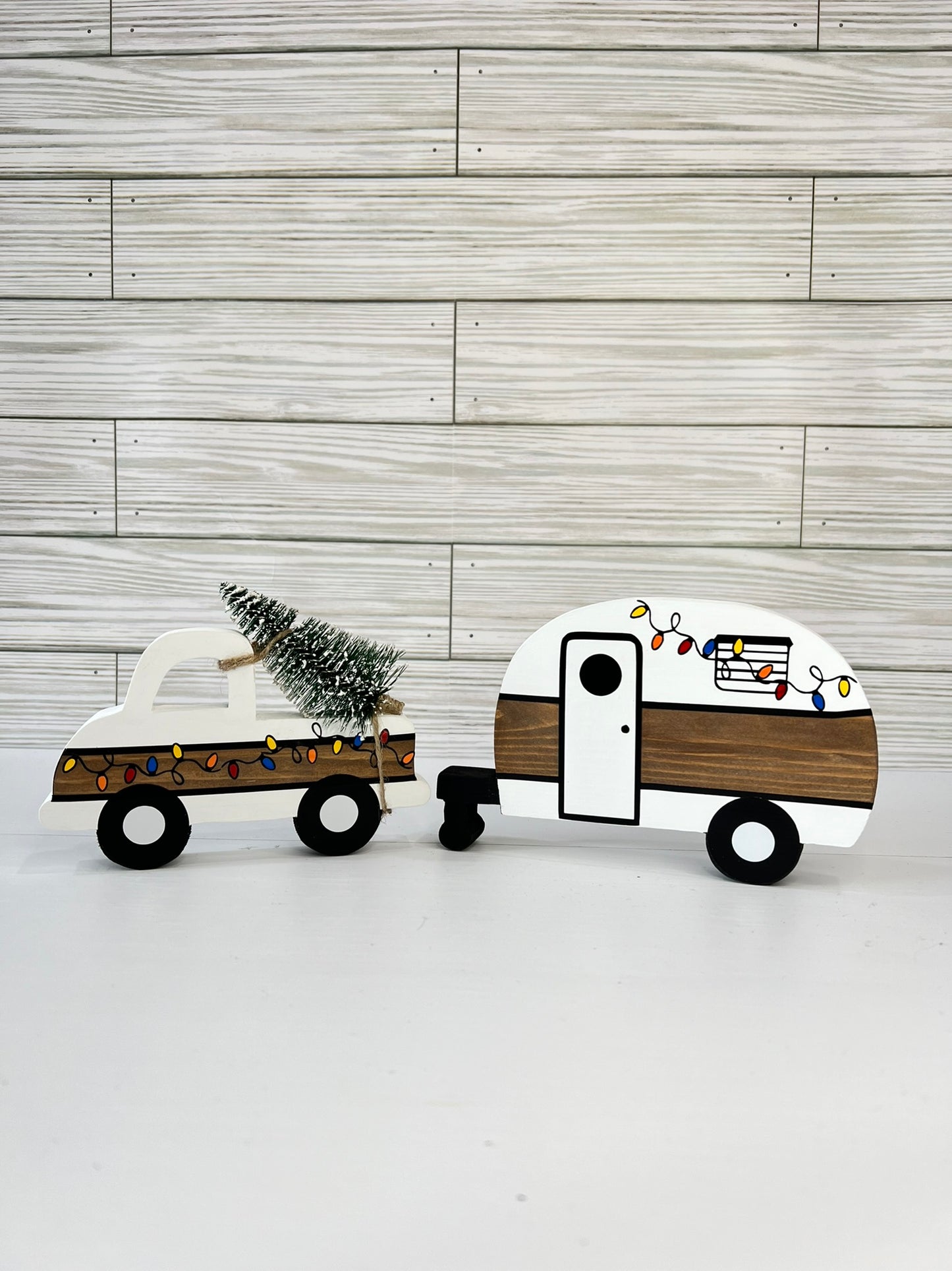 Christmas Farm Truck with Vintage Camper