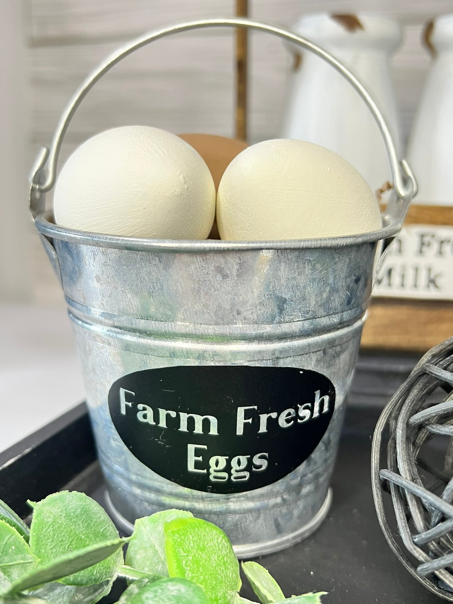 Farm Fresh Eggs Mini Metal Bucket