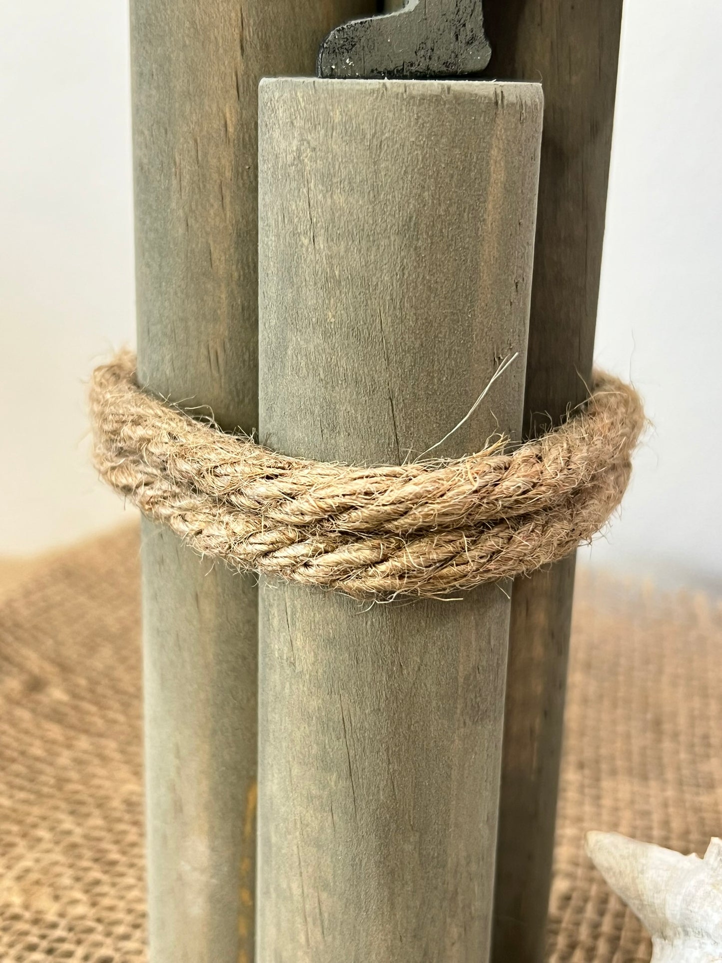 Beach Pilings with Pelican: Coastal Shelf Decor