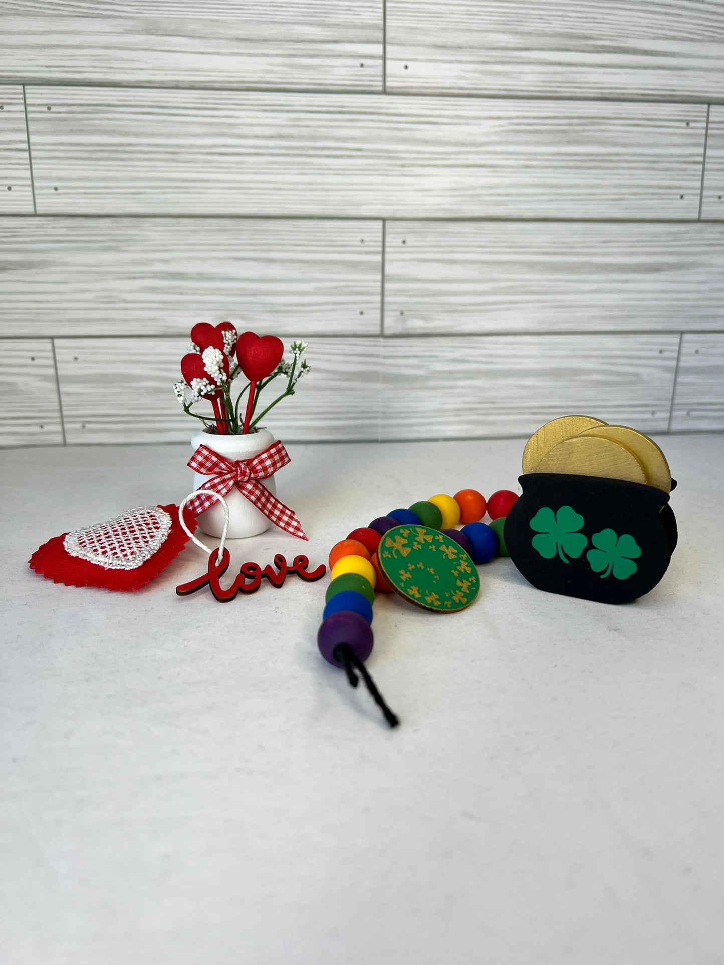 Decorative Set for Tiered Tray Porch Swing- Valentine's and St. Patrick's