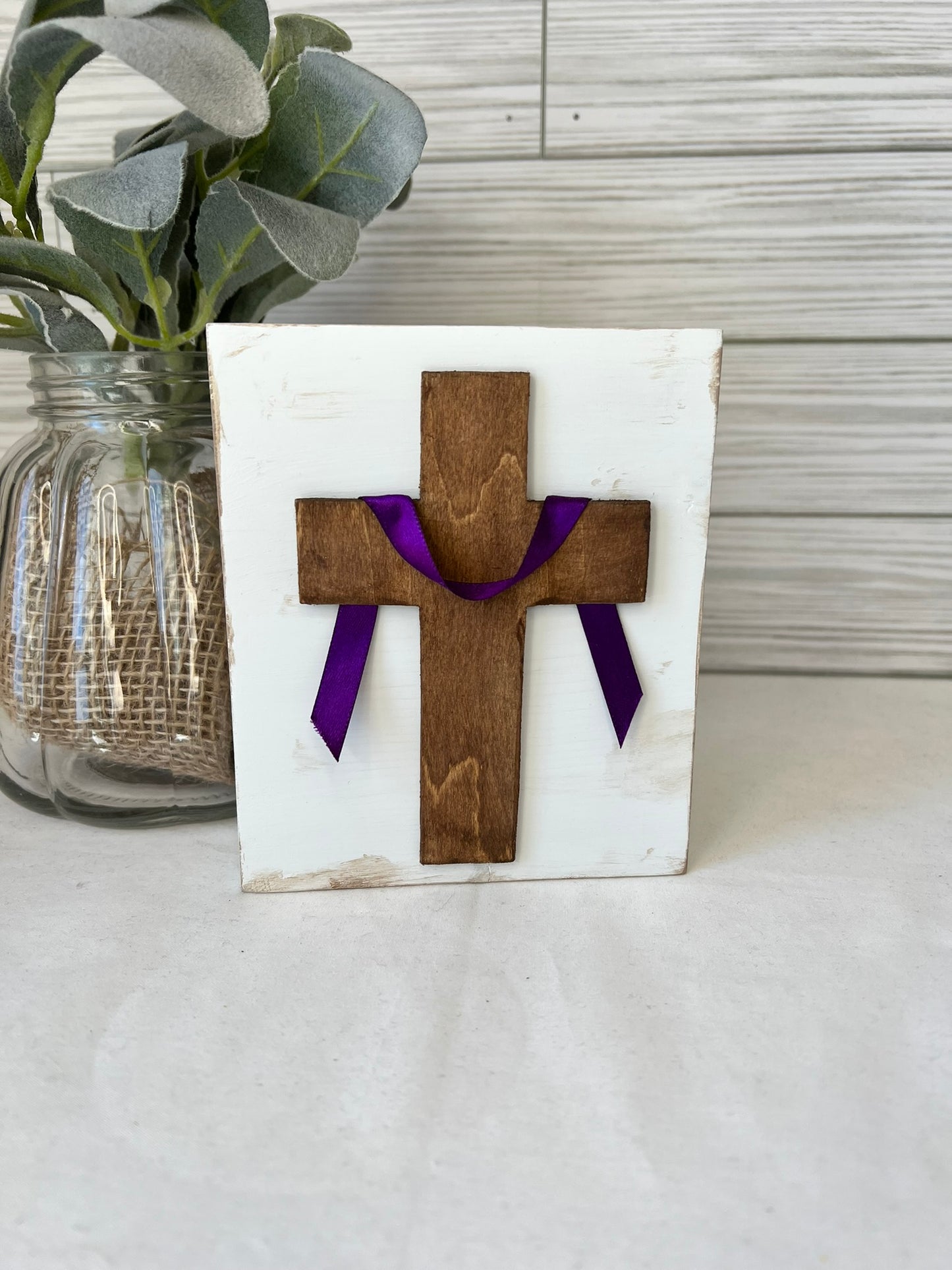 Easter Cross with Purple Sash