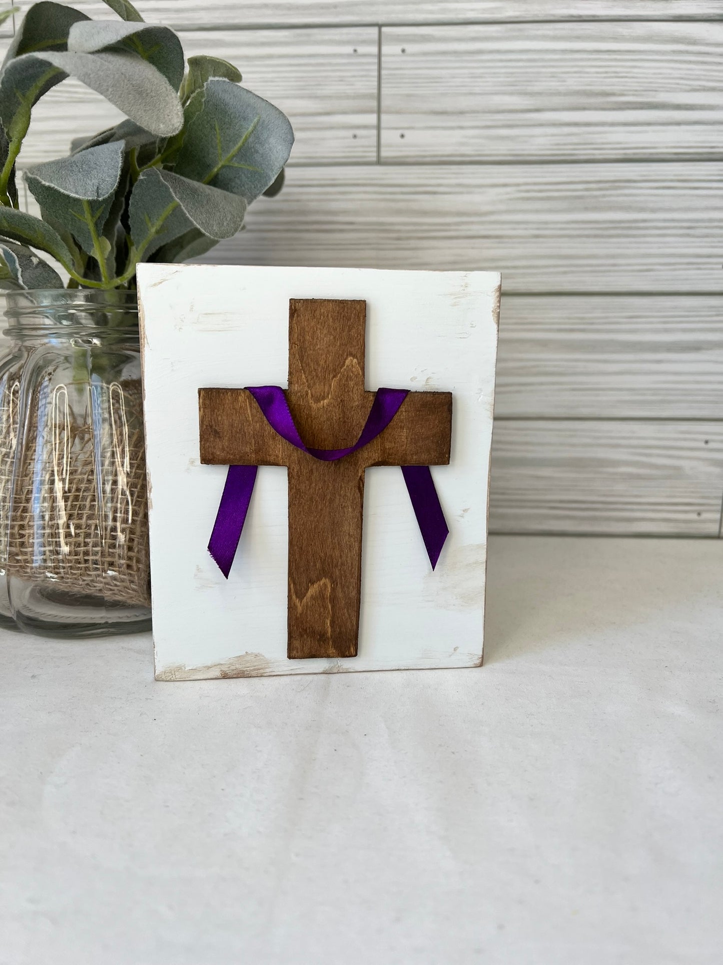 Easter Cross with Purple Sash