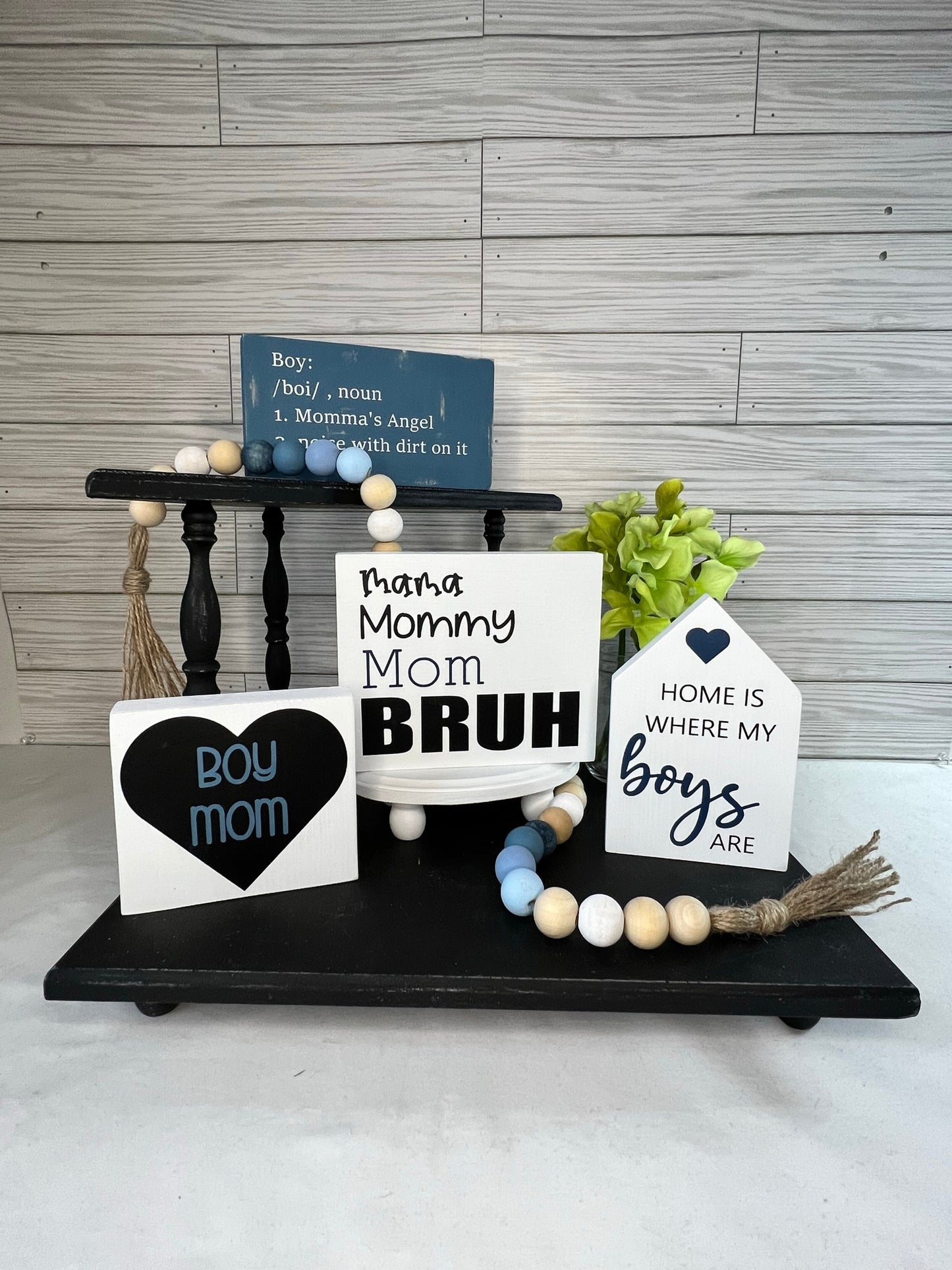 Boy Mom Tiered Tray Decor