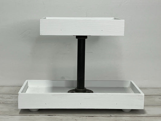 White Rectangle Two Tier Tray