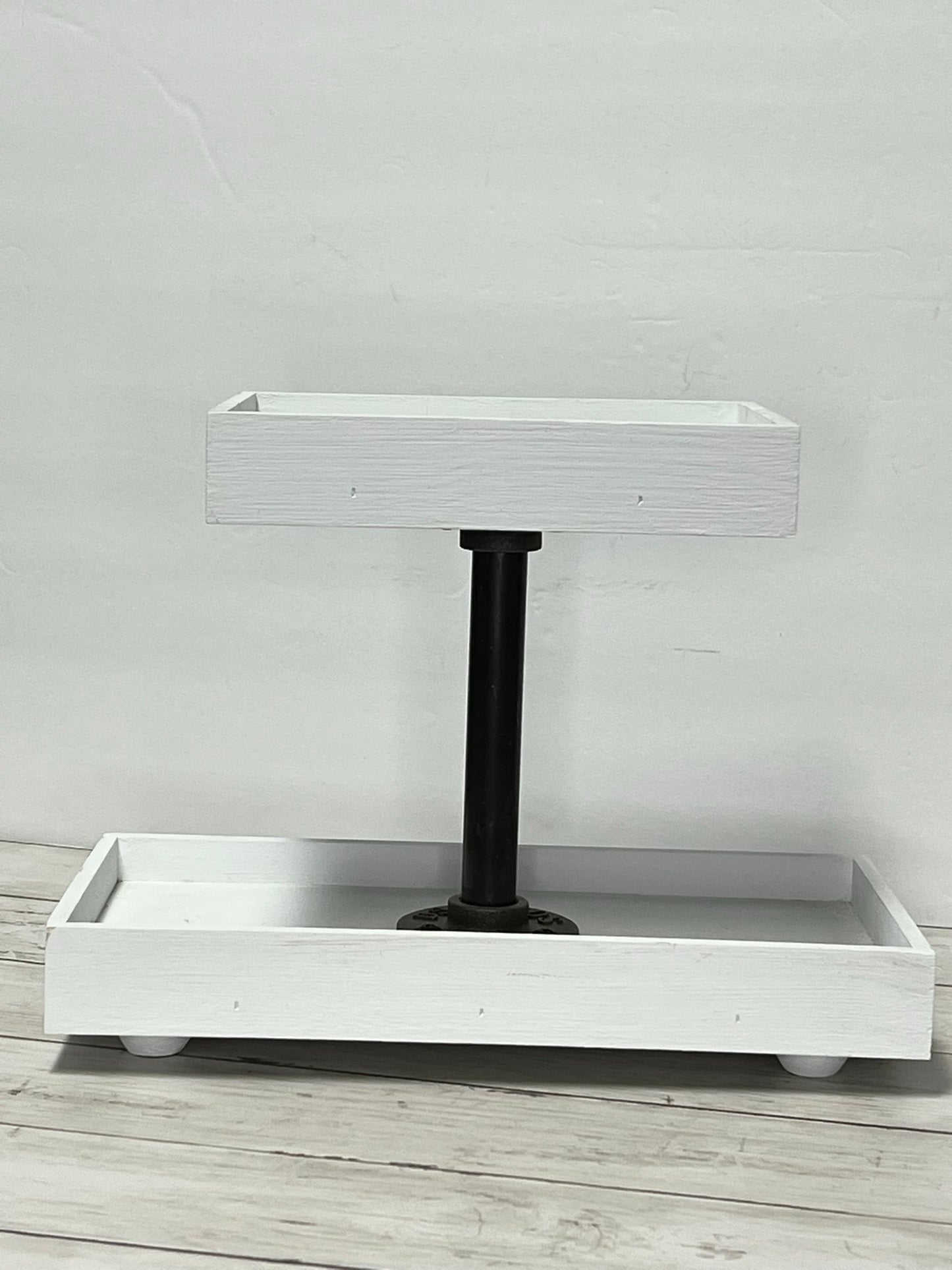 White Rectangle Two Tier Tray