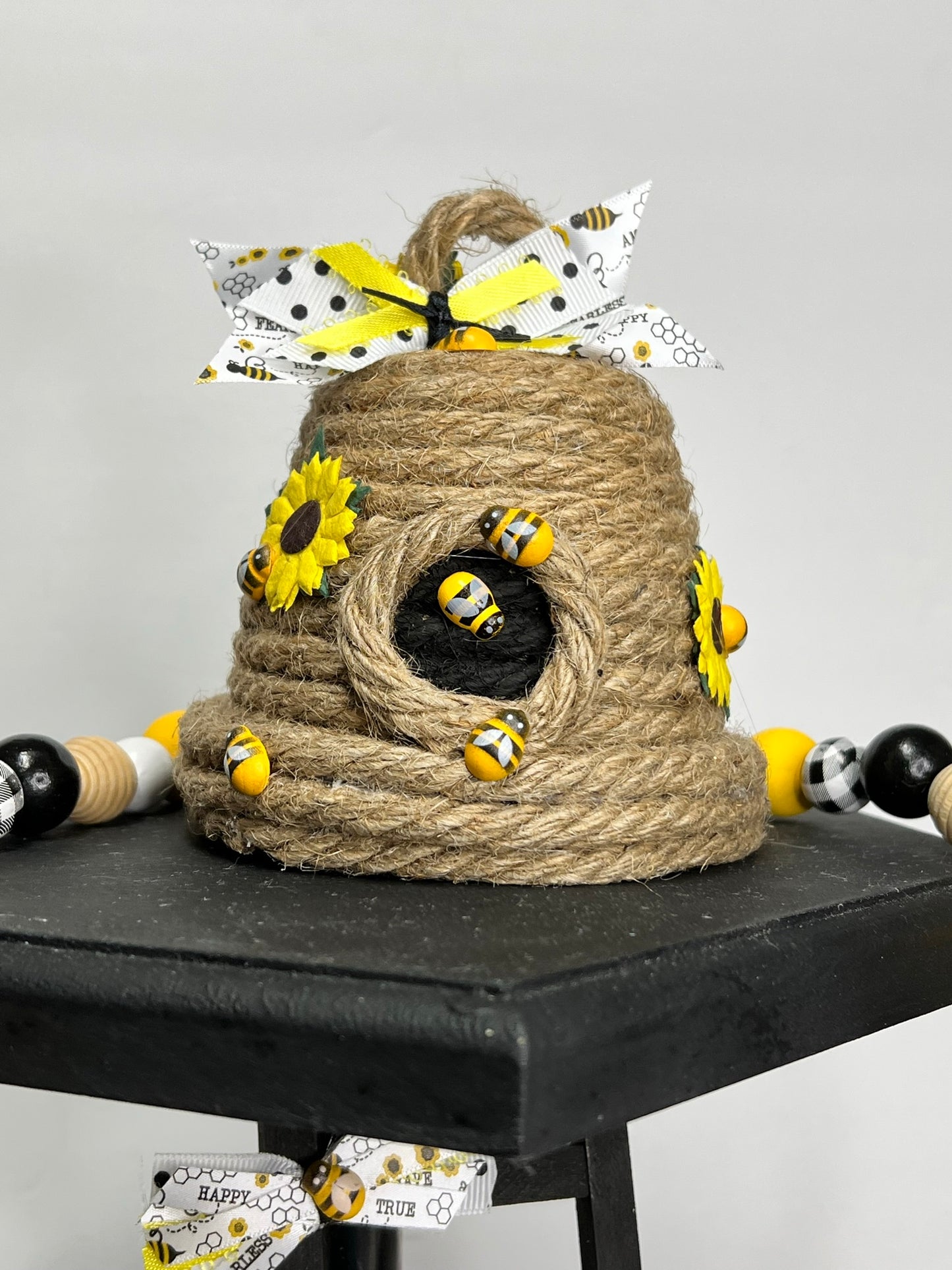 Honey Bee Hive and "Just Bee" Beaded Garland Set