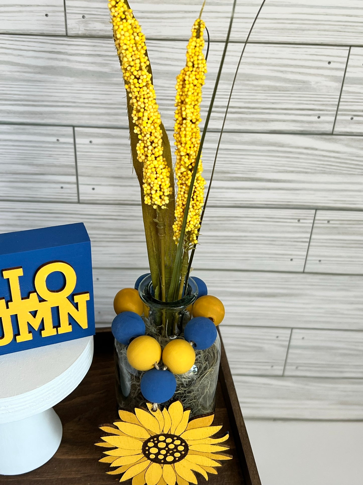 Hello Autumn Sign and Sunflower Jar Set