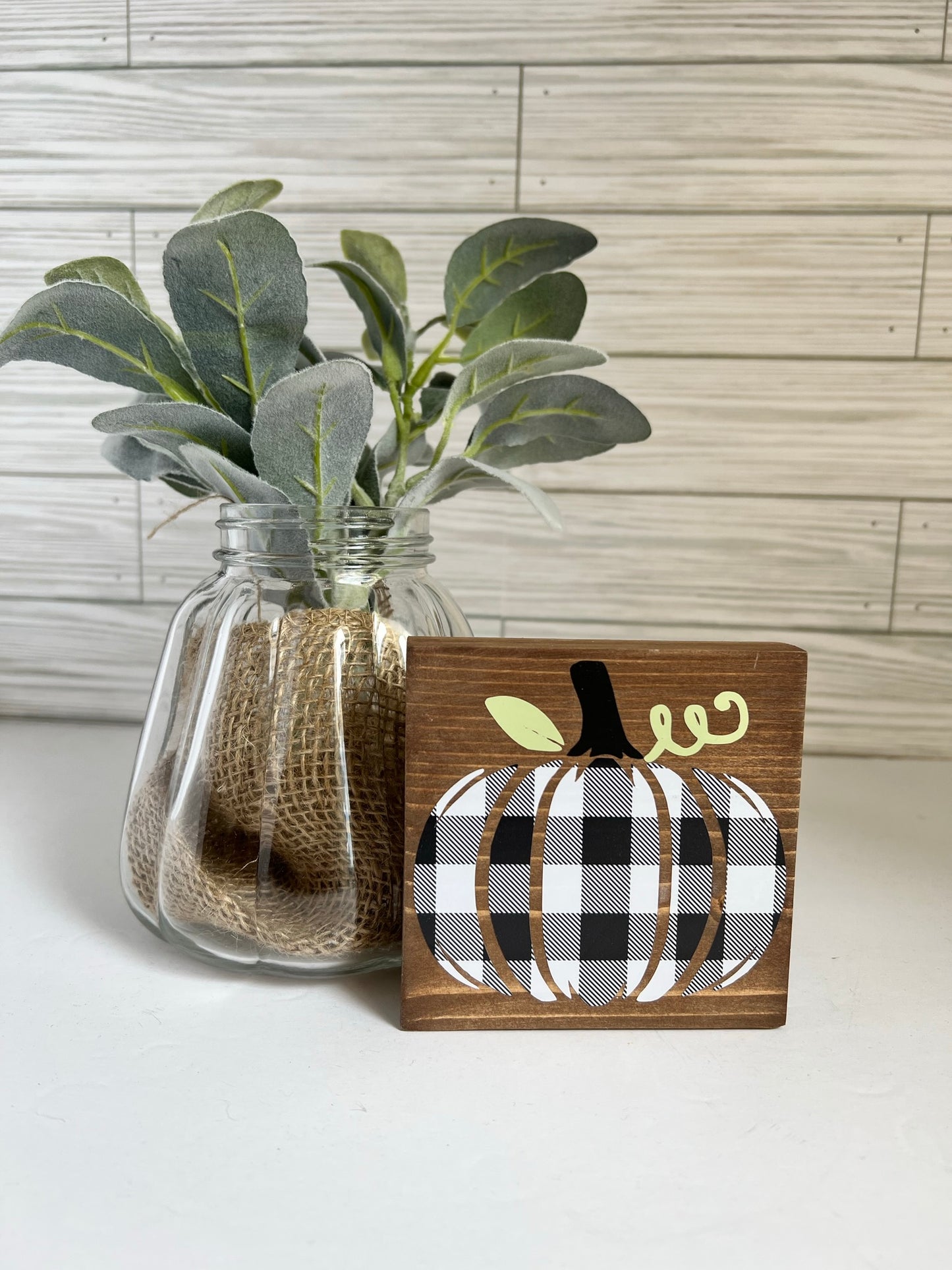 Buffalo Check Plaid Pumpkin Sign