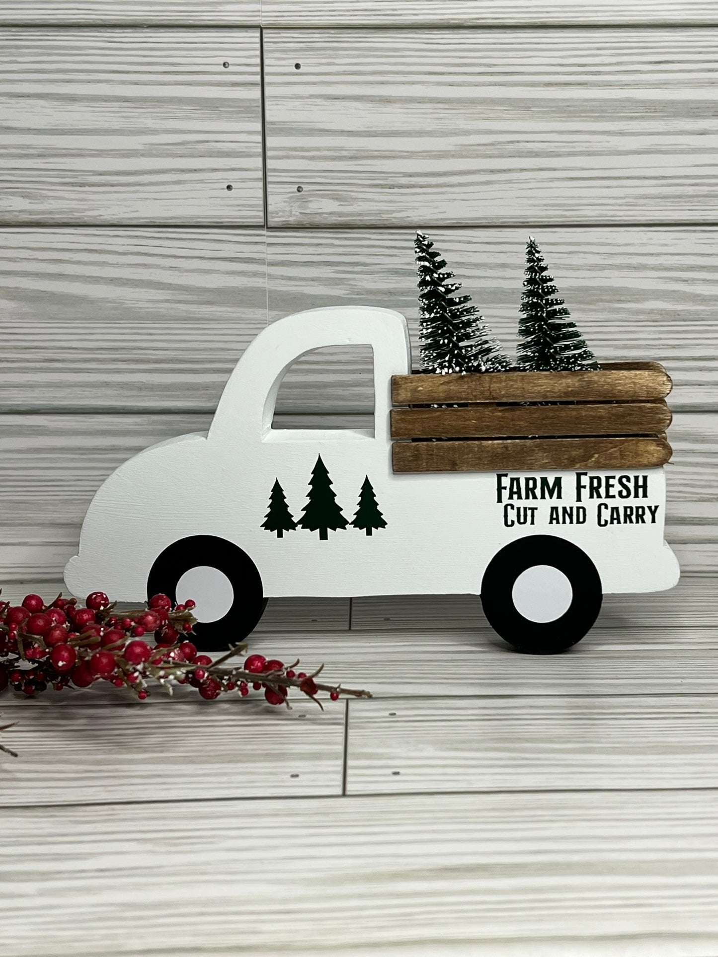 Christmas Tree Farm Truck White/Green