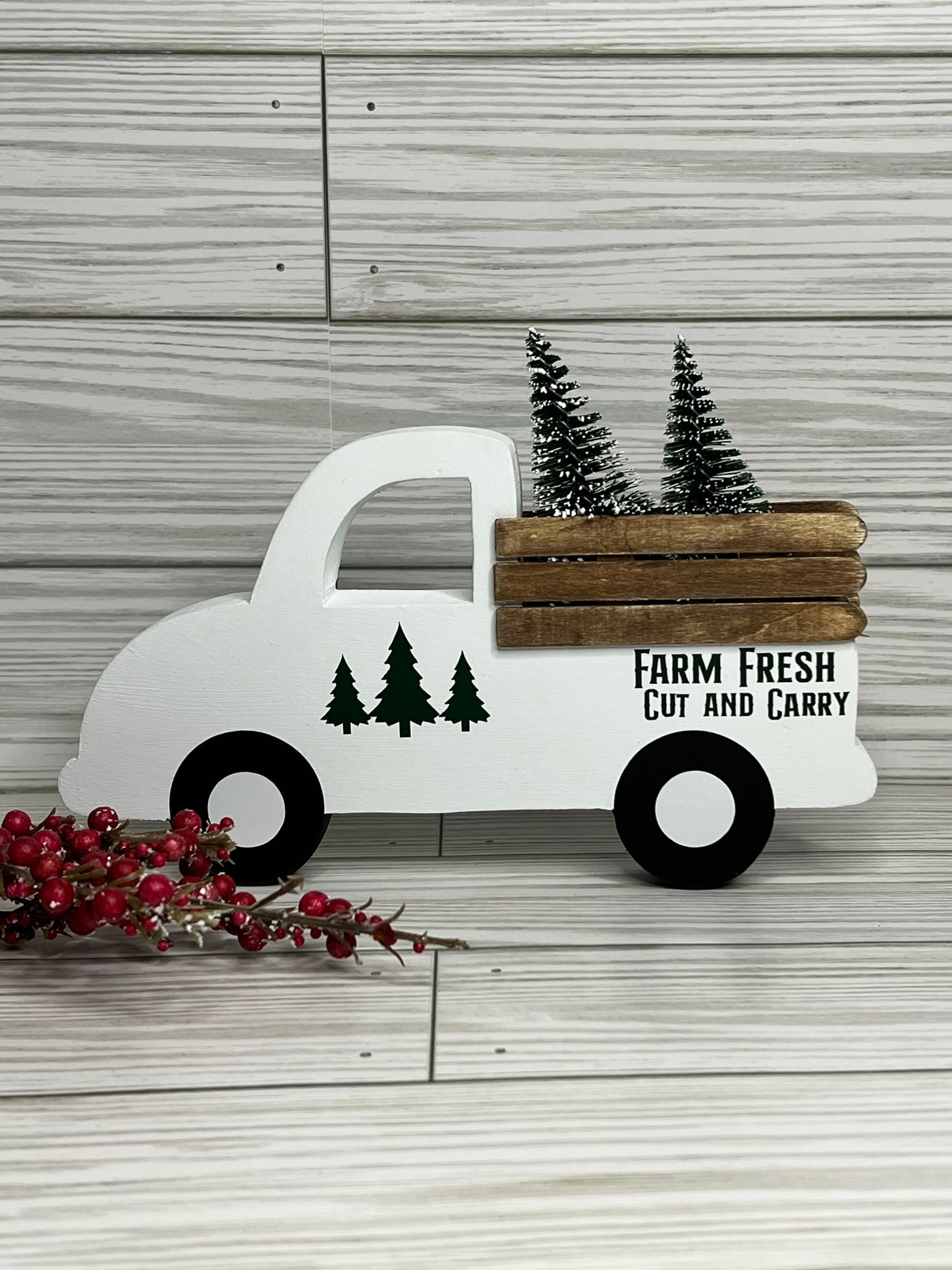 Christmas Tree Farm Truck White/Green