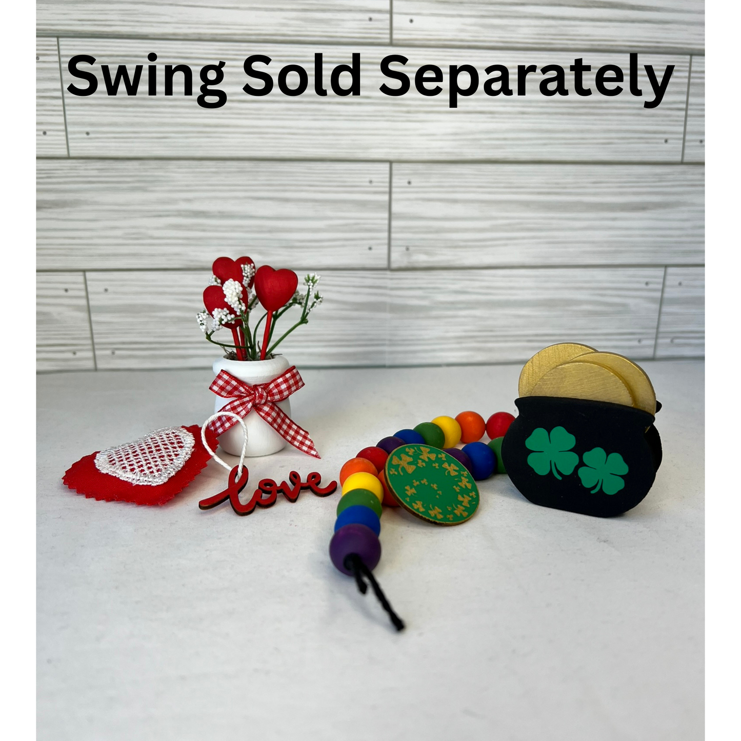 Decorative Set for Tiered Tray Porch Swing- Valentine's and St. Patrick's