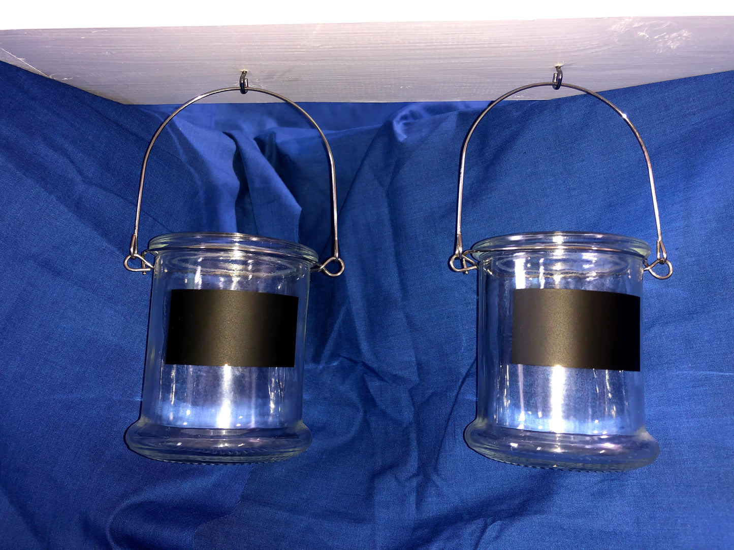 Farmhouse shelf with hanging jars