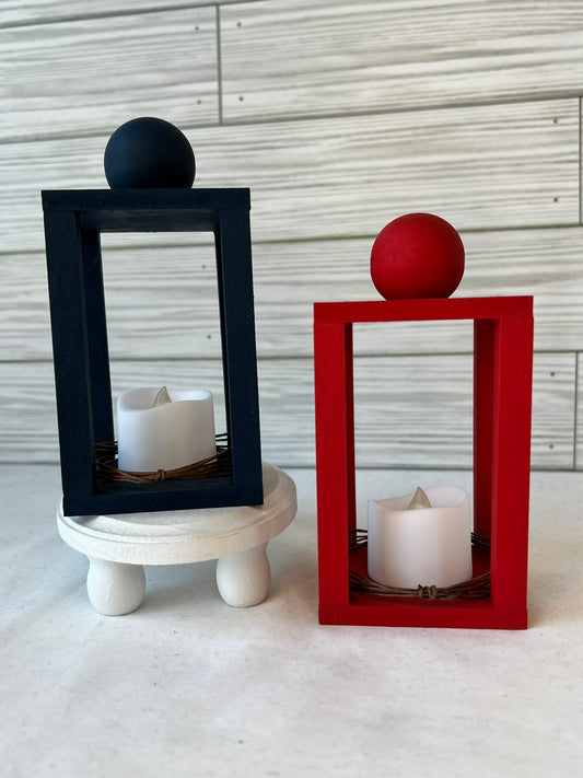 Red or Navy Blue Mini Tea Light Lantern for Tiered Trays