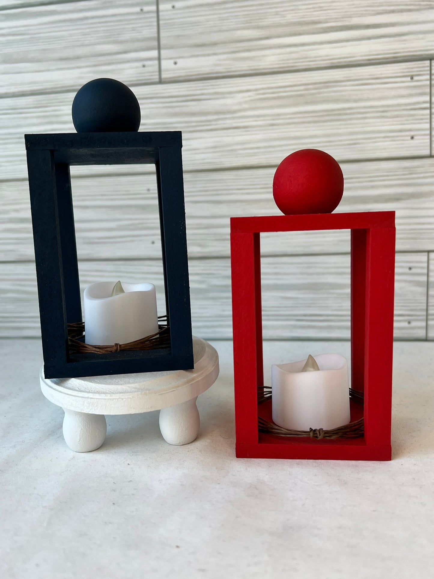 Red or Navy Blue Mini Tea Light Lantern for Tiered Trays