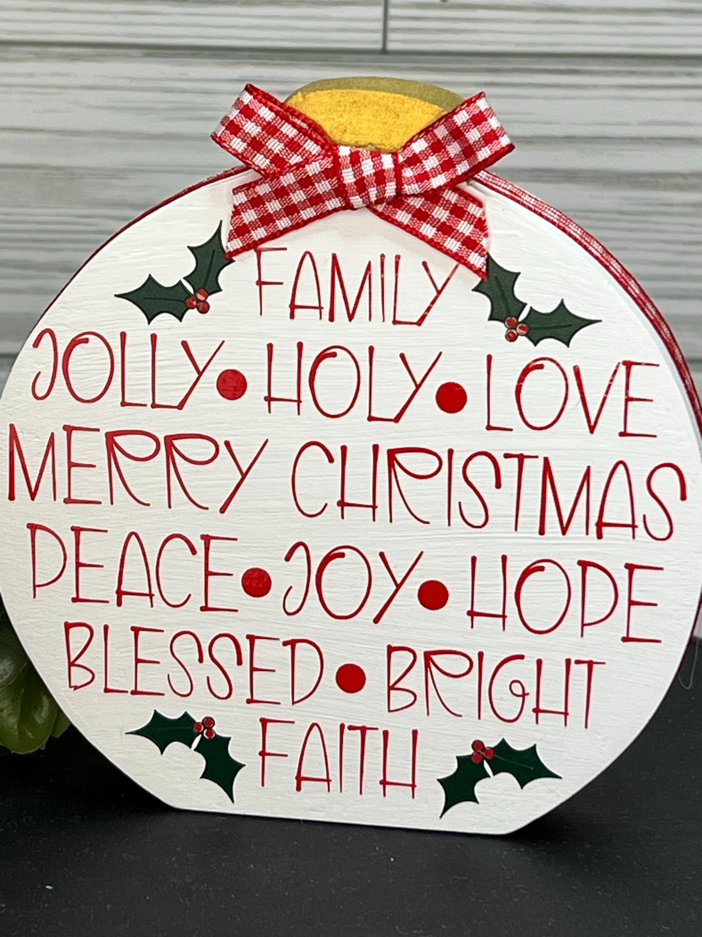 Christmas Word Collage Wooden Ornament