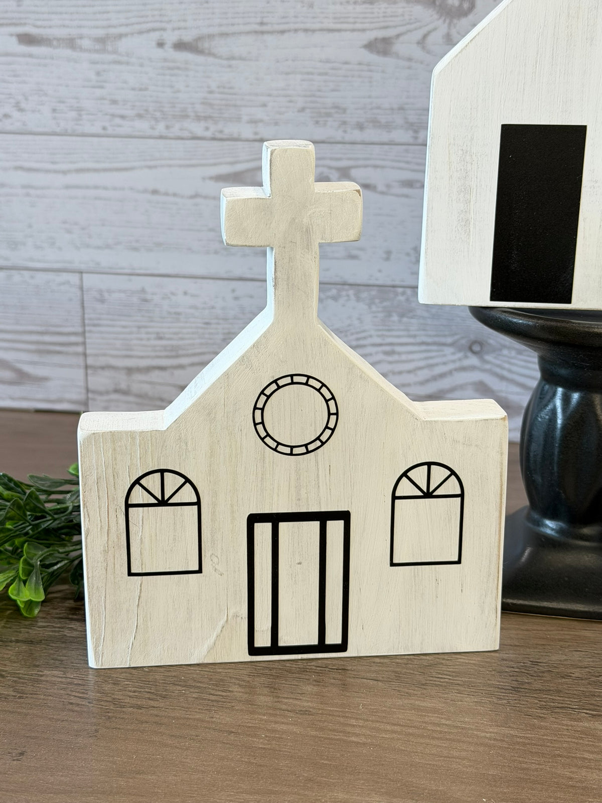 Rustic Wooden Church Village Set