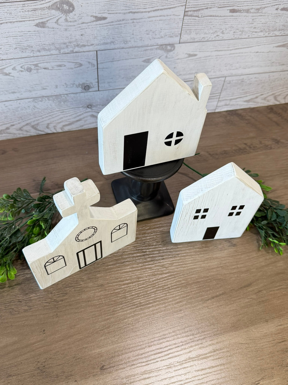 Rustic Wooden Church Village Set