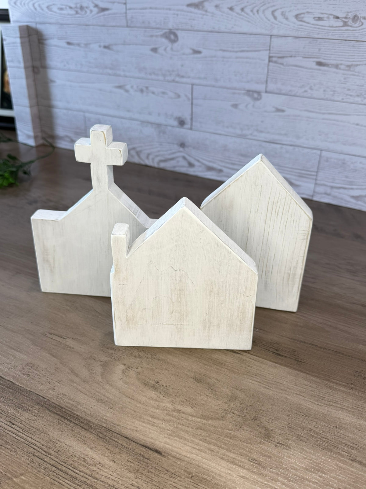 Rustic Wooden Church Village Set