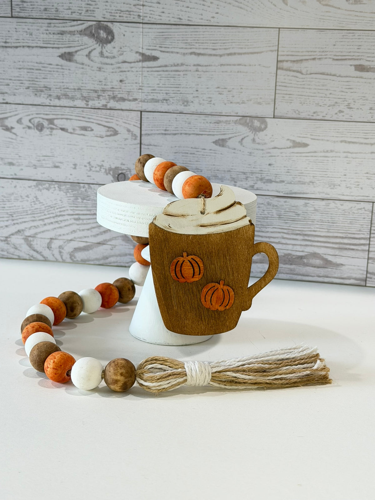 Rustic Pumpkin Spice Mug Beaded Garland