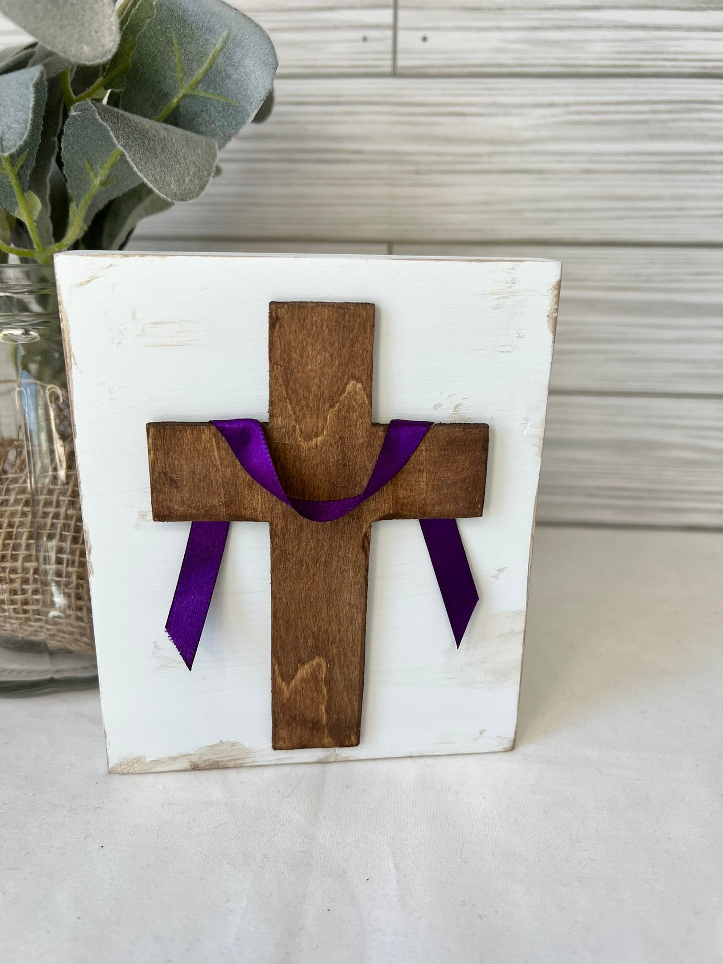 Easter Cross with Purple Sash