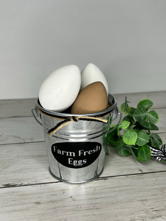 Farm Fresh Eggs Mini Metal Bucket