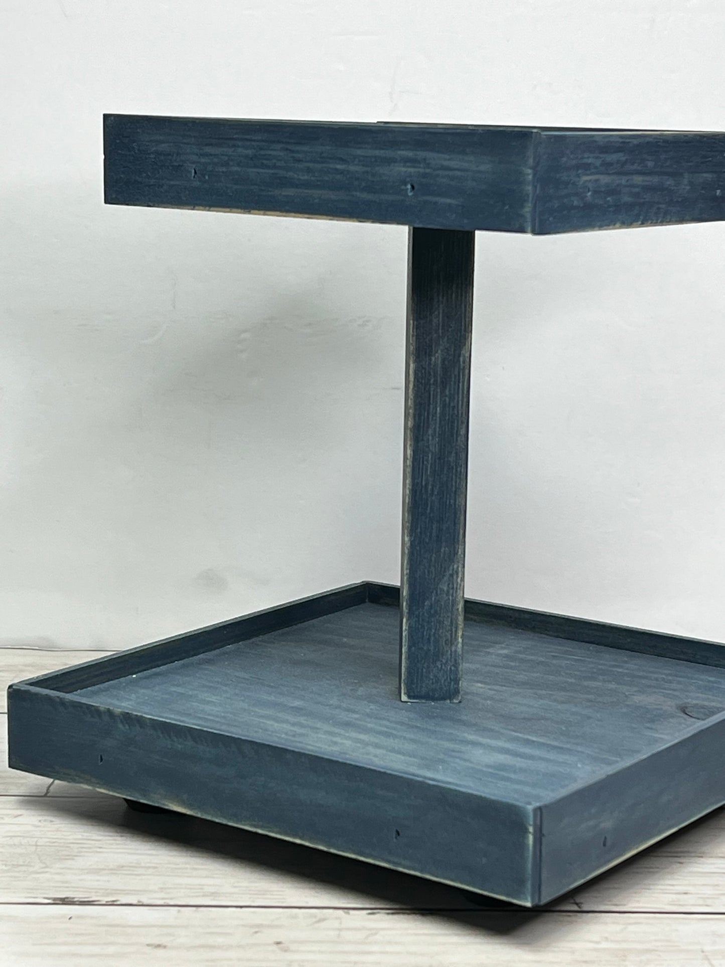 Small Worn Navy Two Tiered Tray