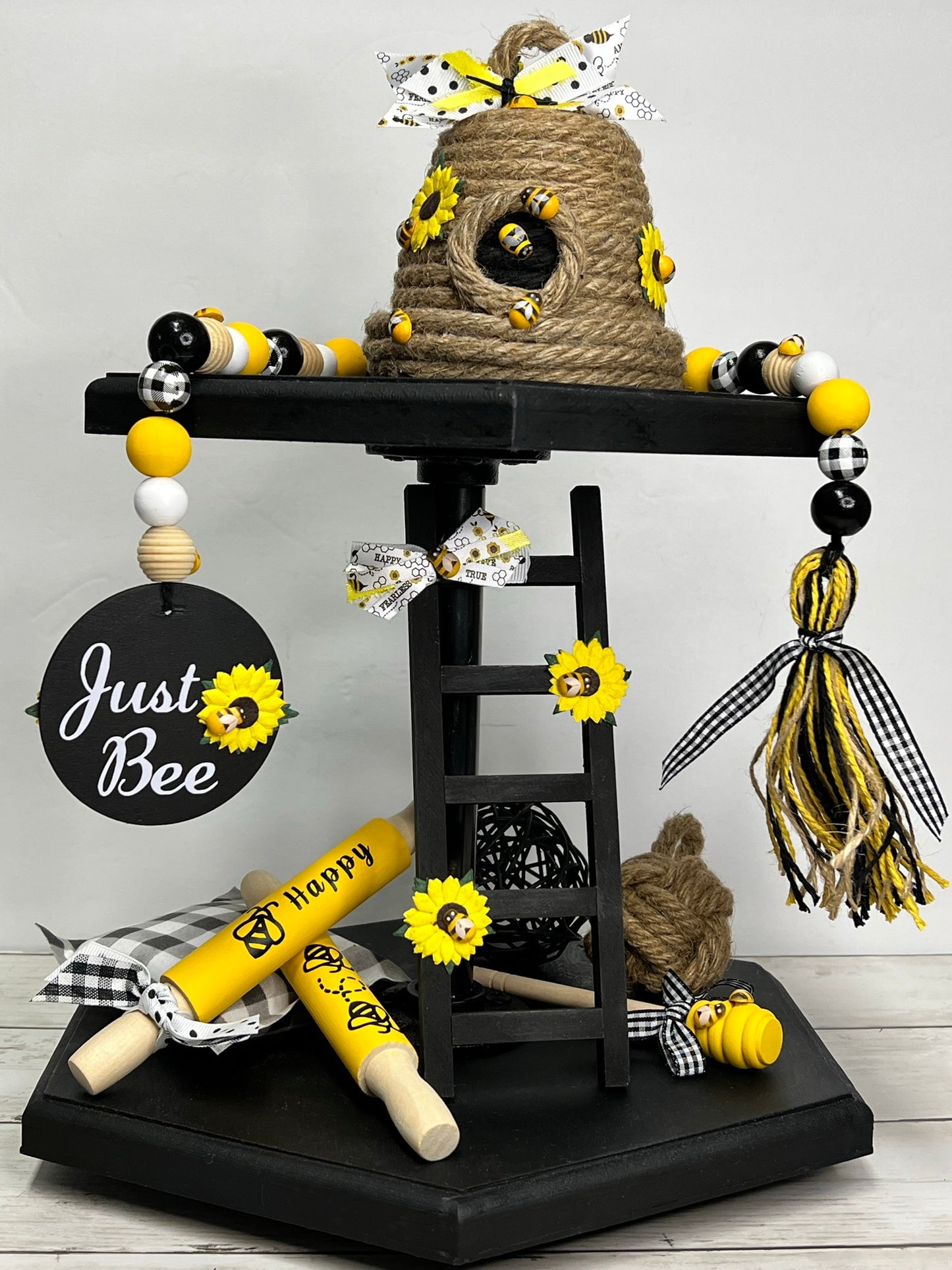 Honey Bee Hive and "Just Bee" Beaded Garland Set