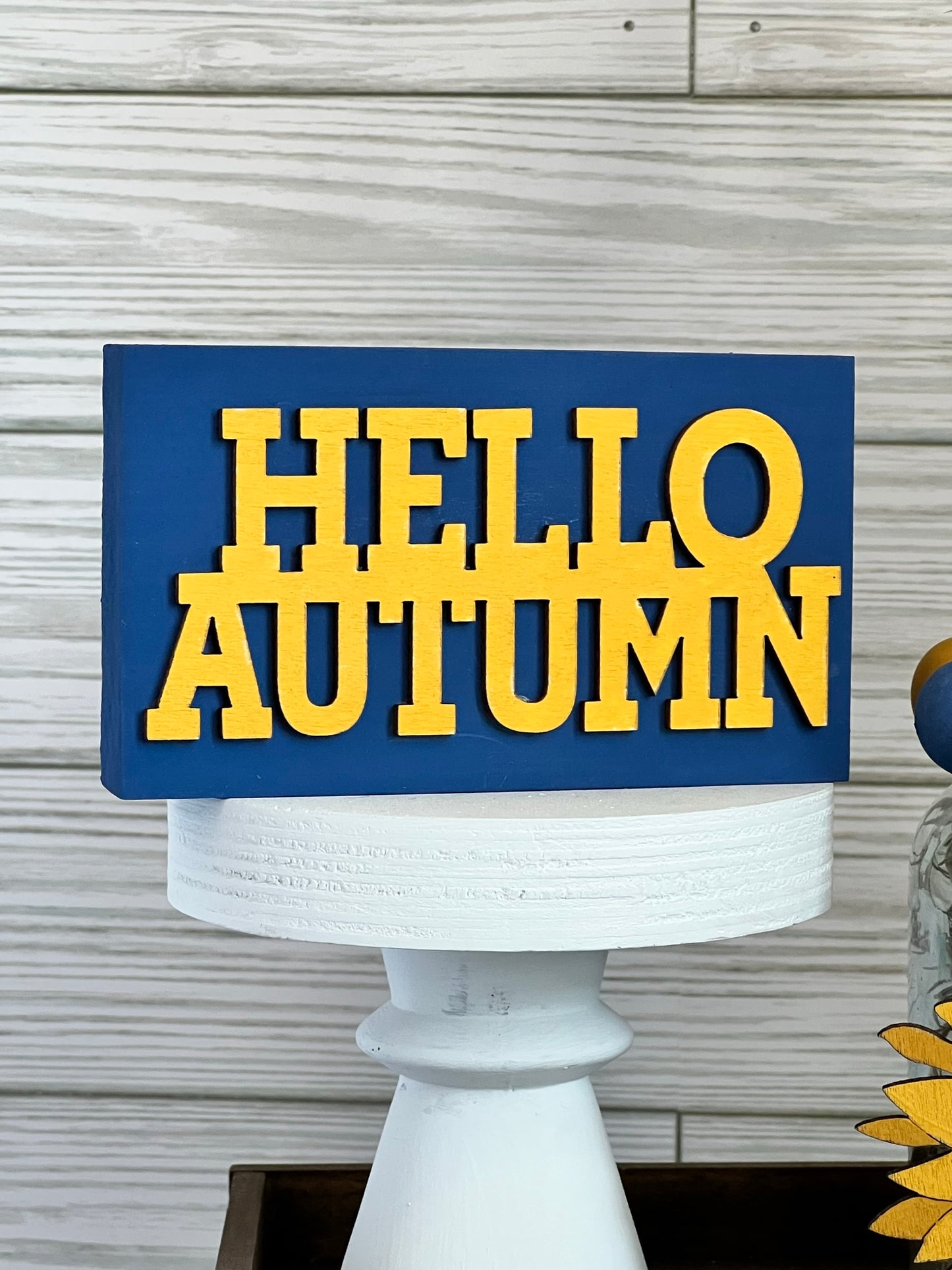 Hello Autumn Sign and Sunflower Jar Set