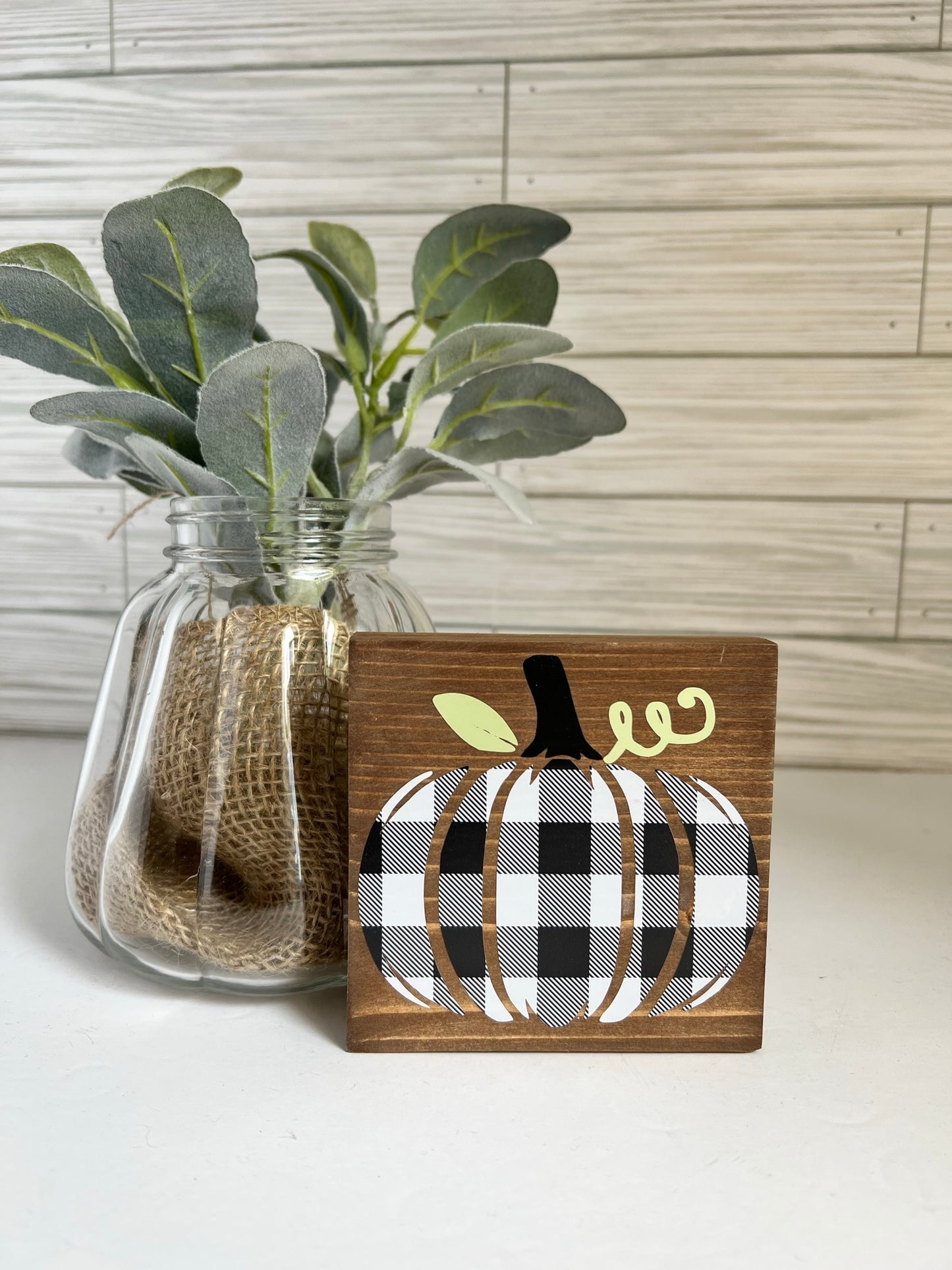 Buffalo Check Plaid Pumpkin Sign