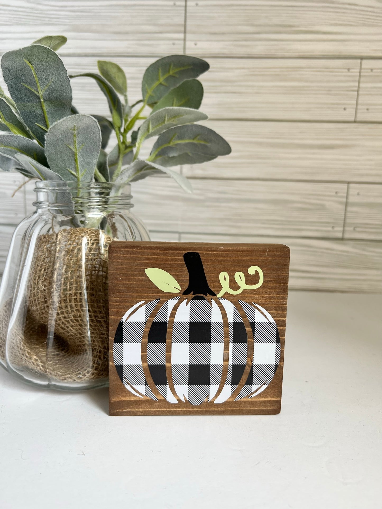 Buffalo Check Plaid Pumpkin Sign