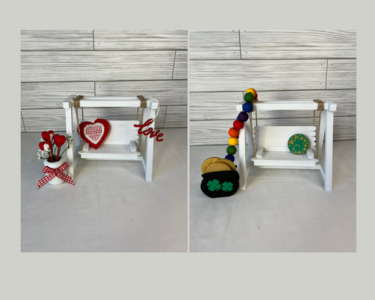 Decorative Set for Tiered Tray Porch Swing- Valentine's and St. Patrick's